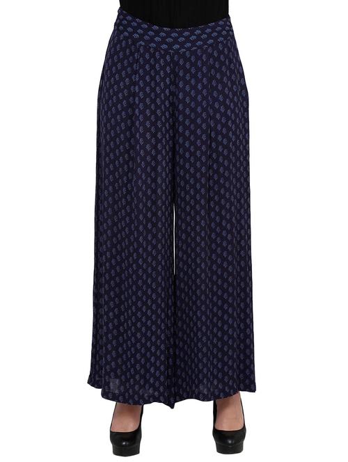 navy blue viscose palazzos - 10814435 - Very Small Image - 1