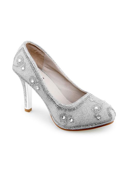 silver leatherette pumps - 10817040 - Very Small Image - 1