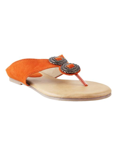 orange embellished leatherette toe separator sandals - 10821042 - Very Small Image - 1