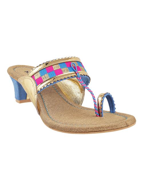 Multicoloured leatherette ethnic sandals - 10821068 - Very Small Image - 1