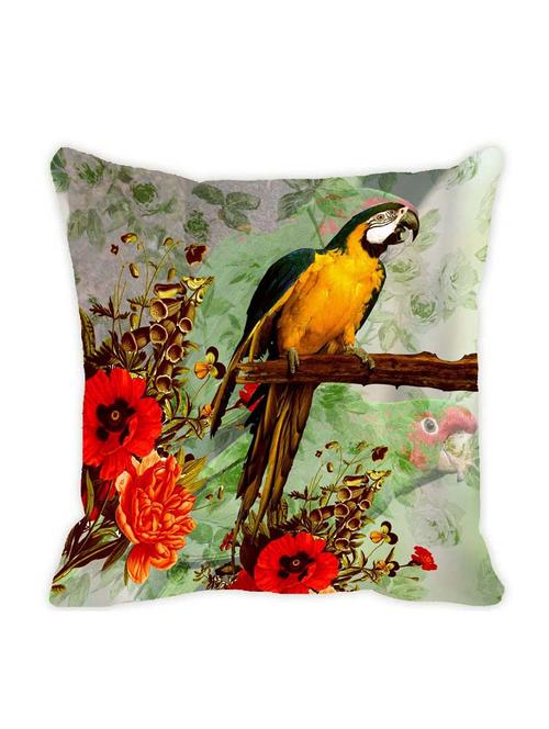 Leaf Designs Green Tones Parrot Cushion Cover - 10825612 - Very Small Image - 1
