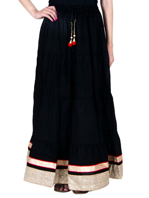 black flared skirt with lace bordered - 10826019 - Very Small Image - 1