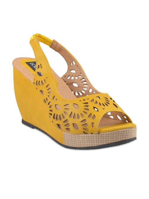 yellow cut work suede wedges - 1082698 - Very Small Image - 1