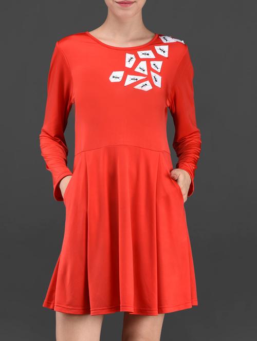 red cocktail dress with patch work - 1082835 - Very Small Image - 1
