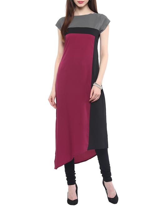 color block asymmetric kurta - 10830296 - Very Small Image - 1