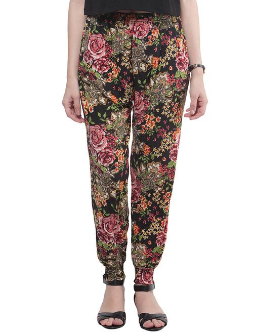 multi colored polyester floral printed harem pants - 10833939 - Very Small Image - 1