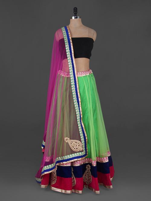 green net lehenga set - 1083741 - Very Small Image - 1