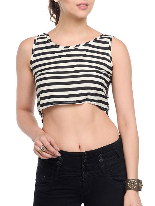 black polyester crop top - 10841192 - Very Small Image - 1