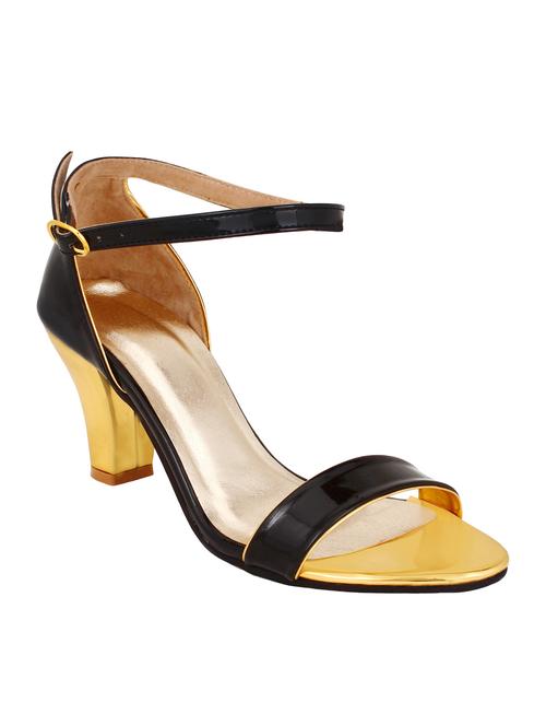 black leatherette ankle strap sandals - 10842646 - Very Small Image - 1