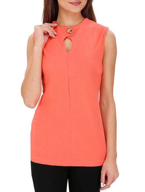 women's straight key hole neck top - 10845222 - Very Small Image - 1