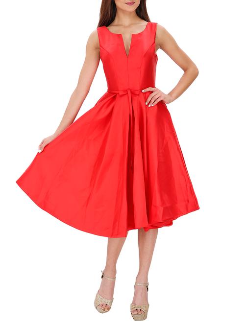 women's fit & flare solid dress - 10845273 - Very Small Image - 1