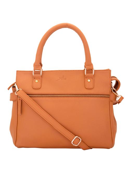orange faux leather handbag with sling - 10846409 - Very Small Image - 1