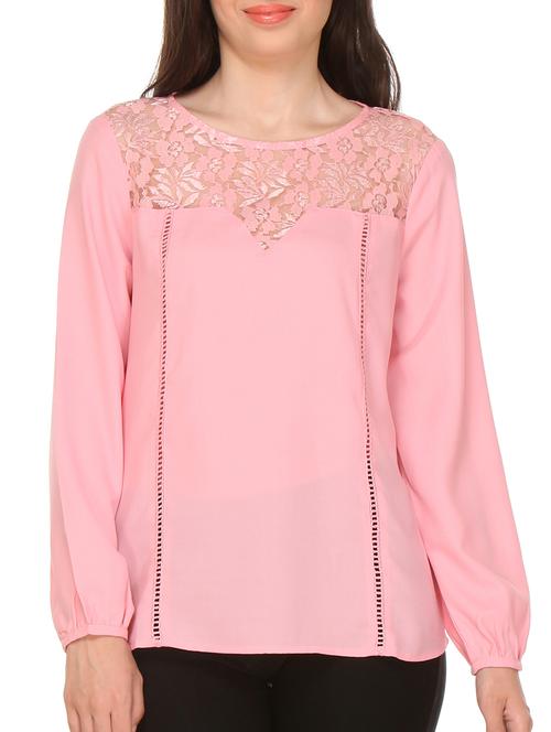 pink poly georgette top - 10847798 - Very Small Image - 1