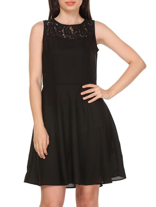 black poly georgette dress - 10847806 - Very Small Image - 1