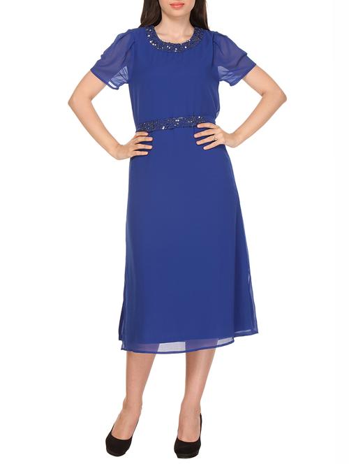 royal blue georgette dress - 10847813 - Very Small Image - 1