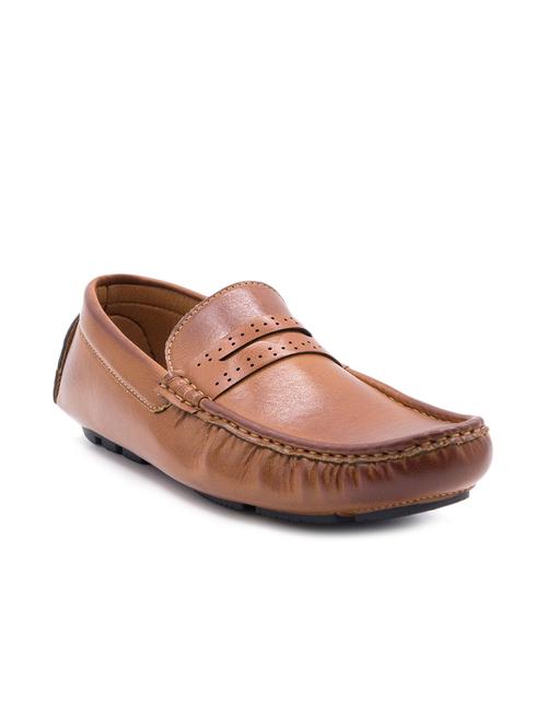 brown leatherette slip on loafers - 10848308 - Very Small Image - 1