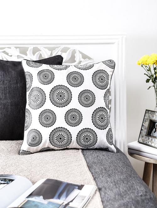 white floral printed cushion cover - 1084956 - Very Small Image - 1