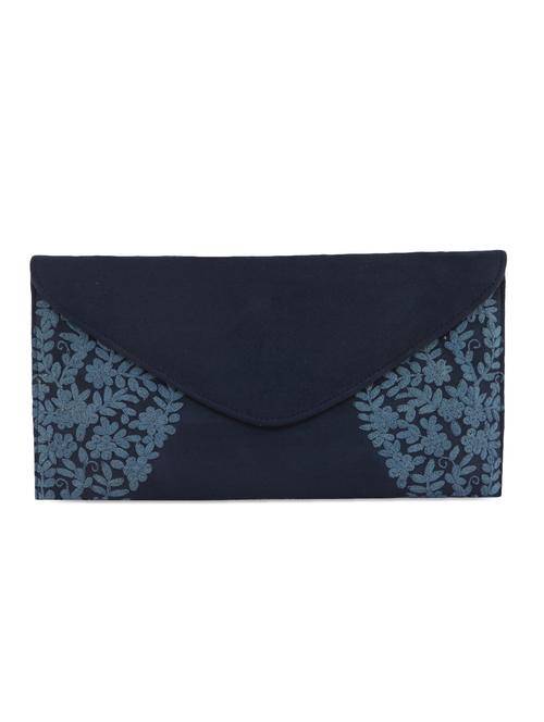 Blue Embroidered Suede Clutch - 1085009 - Very Small Image - 1
