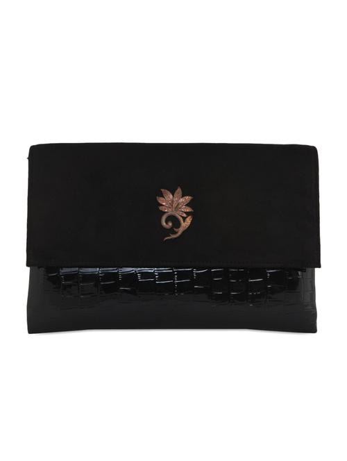 Black Textured Leather Clutch - 1085011 - Very Small Image - 1