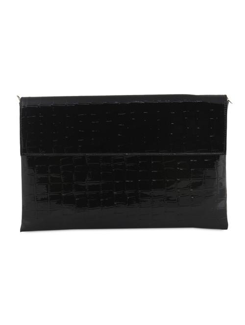 Black Textured Leather Clutch - 1085020 - Very Small Image - 1