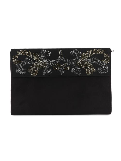 Black Sequined Art Silk Clutch - 1085023 - Very Small Image - 1