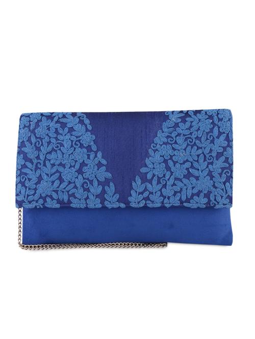 Blue Embroidered Suede Clutch - 1085043 - Very Small Image - 1