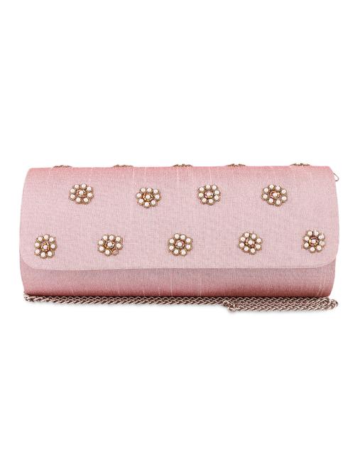 Pink Sequined Art Silk Clutch - 1085070 - Very Small Image - 1