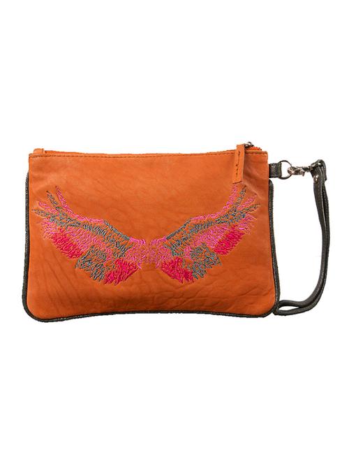 orange leather clutch - 10851439 - Very Small Image - 1