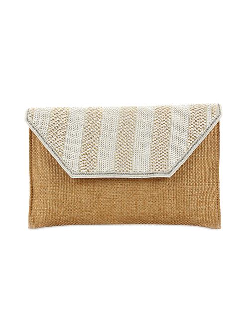 Embellished flap golden leatherette clutch - 1085273 - Very Small Image - 1