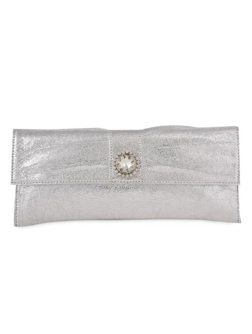 Crystal embellished silver leatherette clutch - 1085281 - Very Small Image - 1