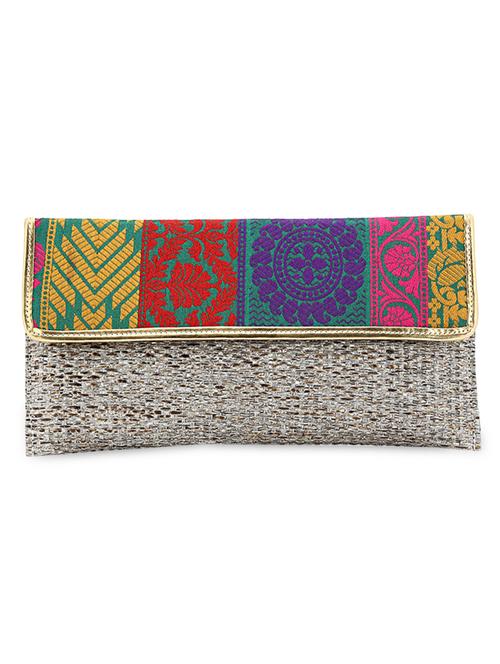 Embroidered Jute Clutch - 1085340 - Very Small Image - 1