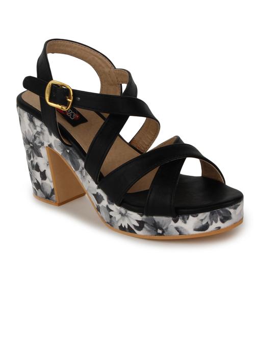 black leatherette ankle strap sandal - 10855992 - Very Small Image - 1