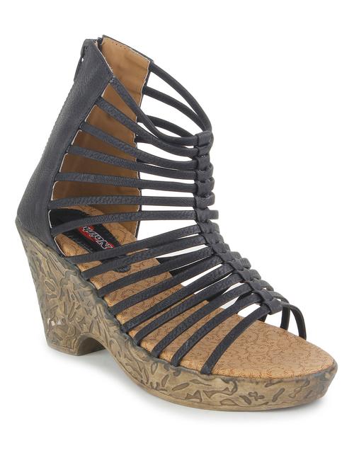 black leatherette gladiators sandal - 10856045 - Very Small Image - 1
