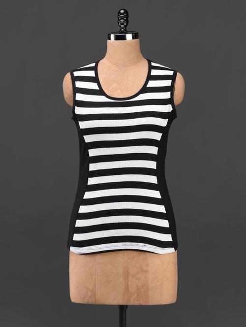 monochrome stripped cotton sleeveless top - 1085714 - Very Small Image - 1