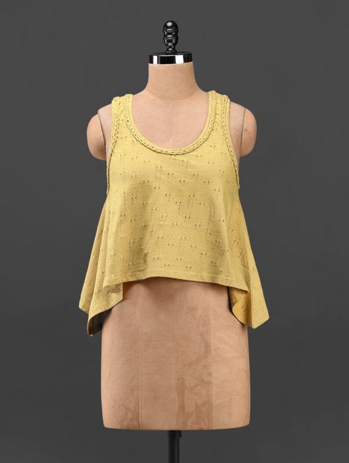 cotton round neck yellow flared top - 1085741 - Very Small Image - 1