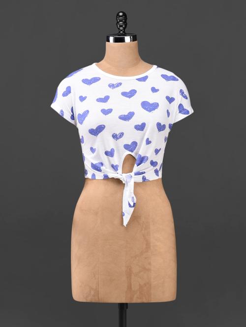 heart printed cotton knotted top - 1085748 - Very Small Image - 1