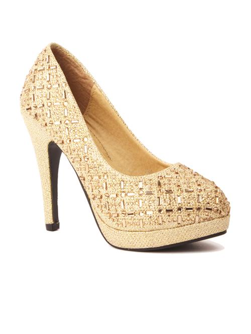 gold leatherette pumps - 10857515 - Very Small Image - 1