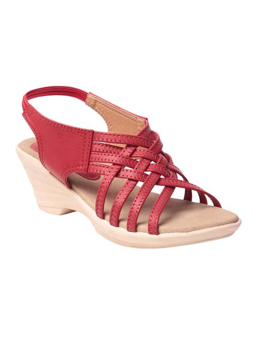red leatherette wedge - 10859185 - Very Small Image - 1