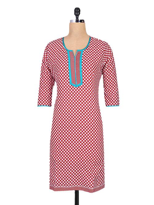 quarter sleeve polka dot kurti - 1087299 - Very Small Image - 1