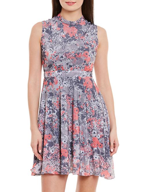 mock neck flared dress - 10874829 - Very Small Image - 1