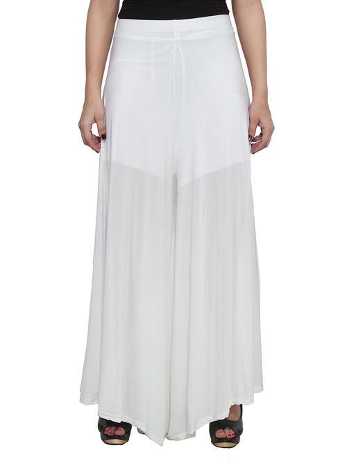white poly spandex palazzos - 10874884 - Very Small Image - 1