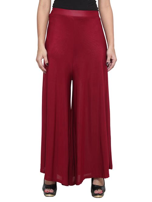maroon viscose palazzos - 10874888 - Very Small Image - 1
