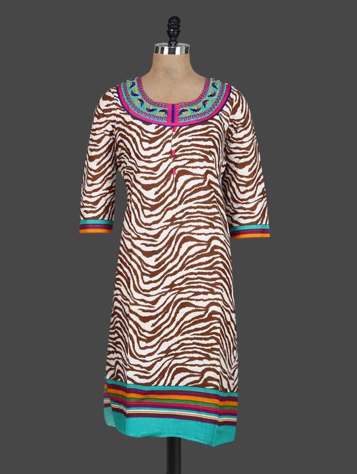 printed round neck cotton kurti - 1087533 - Very Small Image - 1