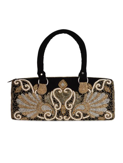 Black Embellished Velvet Handbag - 1087970 - Very Small Image - 1