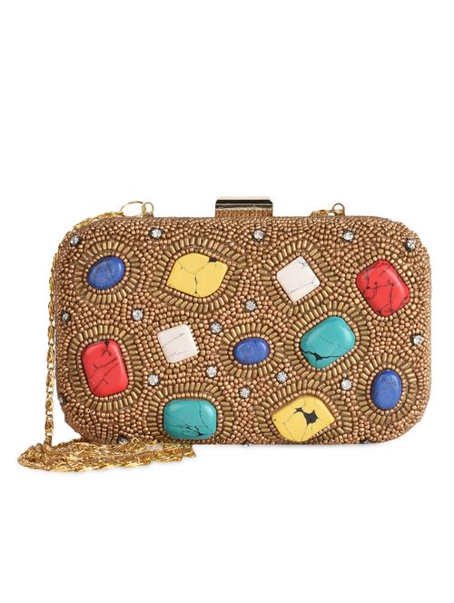 Multicoloured stone embellished box clutch - 1088019 - Very Small Image - 1
