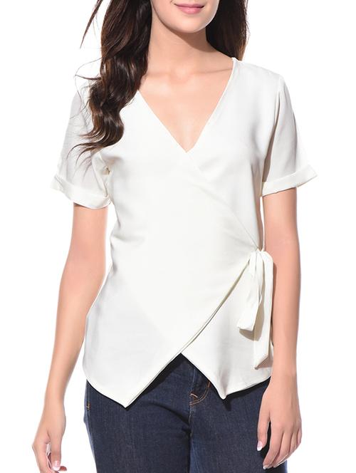 women's wrap v neck top - 10882561 - Very Small Image - 1