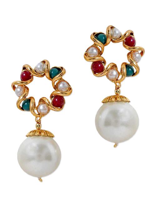 pearl & metal alloy drop earrings - 1088509 - Very Small Image - 1