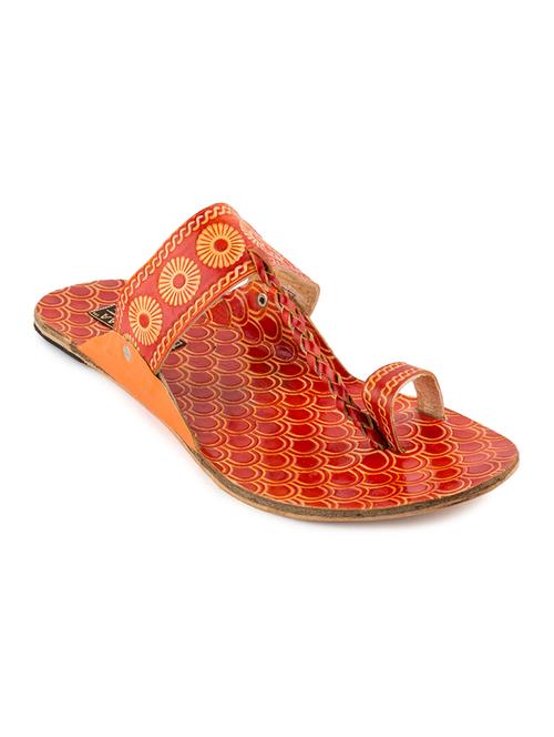 orange leather kolhapuris - 10888620 - Very Small Image - 1
