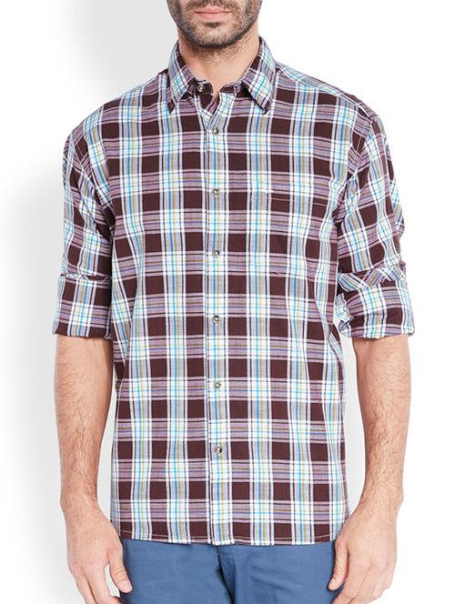 dark maroon cotton casual shirt - 10888765 - Very Small Image - 1