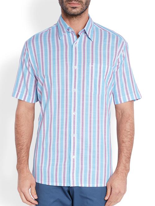 medium blue cotton casual shirt - 10888781 - Very Small Image - 1